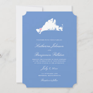 Menemsha Martha's Vineyard Elegant Map Wedding Invitation