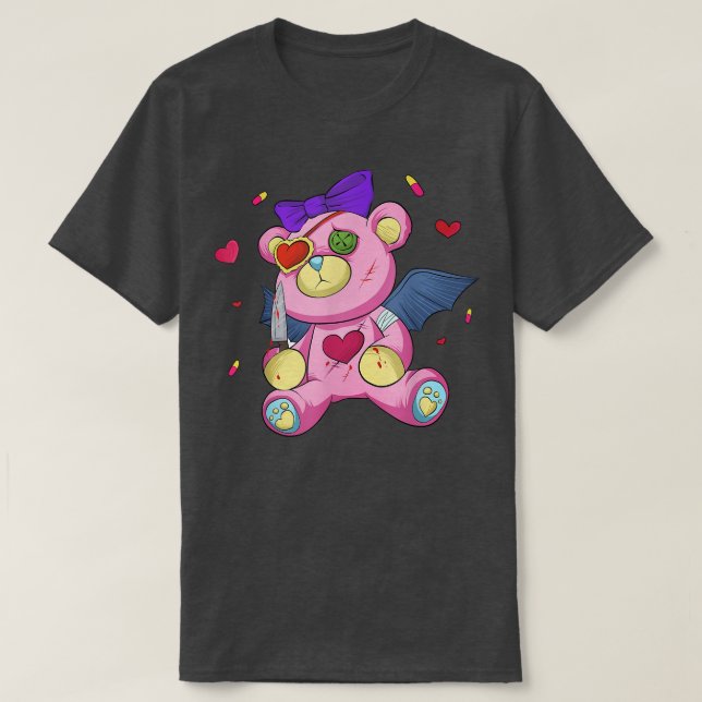Menhera chan Yami Kawaii Pastel Goth Harajuku Tedd T-Shirt (Design Front)
