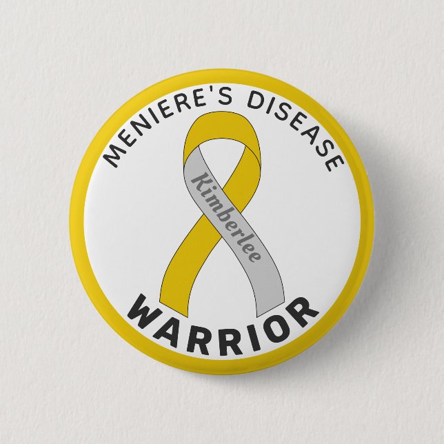 Meniere's Disease Warrior Ribbon White Button (Front)