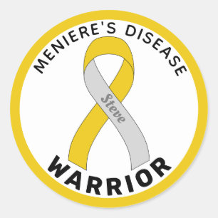 Meniere's Disease Warrior Ribbon White Classic Round Sticker