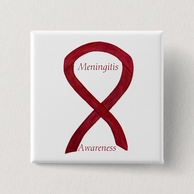 Meningitis Awareness Ribbon Custom Art Pins (Front)