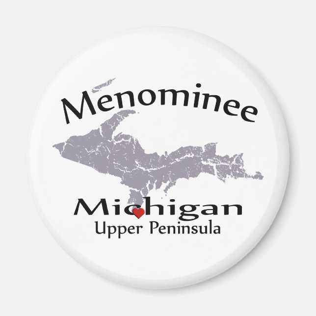 Menominee Michigan Heart Map Design Magnet (Front)