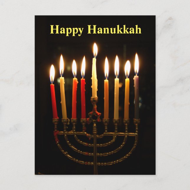 Menorah and Candles Hanukkah Lights Postcard (Front)