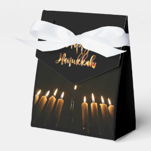 Menorah and Faux Gold Script Happy Hanukkah Favour Box