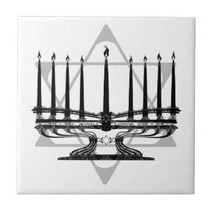 Menorah and Star Ceramic Tile