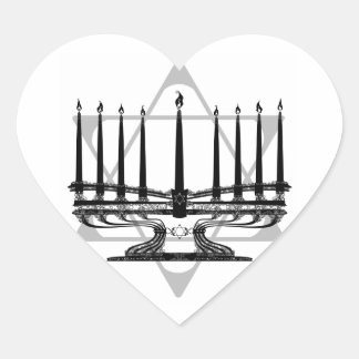 Menorah and Star Heart Sticker