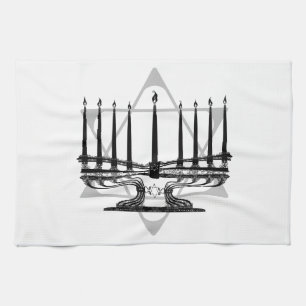 Menorah and Star I Tea Towel
