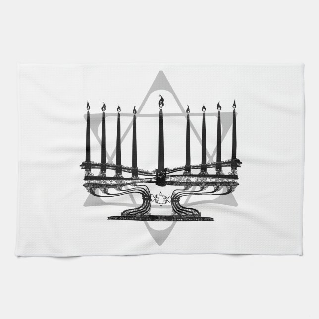 Menorah and Star I Tea Towel (Horizontal)
