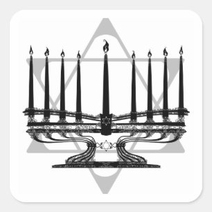 Menorah and Star Square Sticker