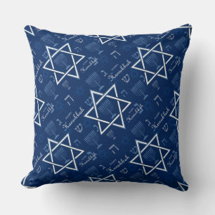 Menorah and The Star of David Hanukkah Cushion