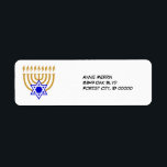 Menorah and the Star of David Label Return Address Label<br><div class="desc">Menorah and the Star of David Label</div>