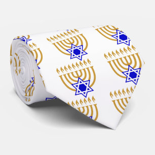 Menorah and the Star of David Tie