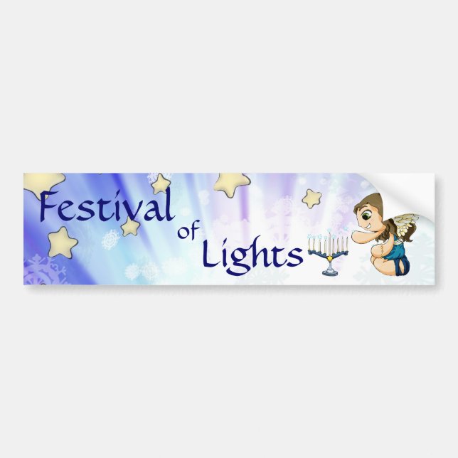 Menorah Angel Bumper Sticker (Front)
