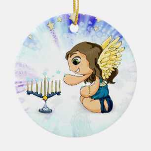 Menorah Angel Ceramic Tree Decoration