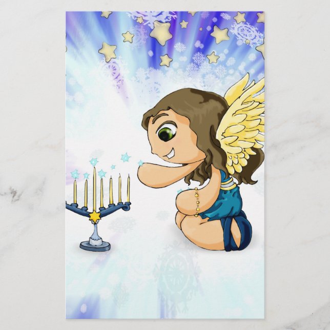 Menorah Angel Stationery (Front)