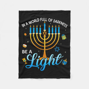 Menorah Be A Light Happy Hanukkah Shirts For Men W Fleece Blanket