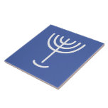 Menorah Blue White Ceramic Tile<br><div class="desc">Menorah Paleo Hebrew lettering. Personalise by adding your own name. To make this your own design 'Click to Customise Further" … or 'Transfer this design' to print the same design onto a different product. Where does the Menorah come from? It comes from the Bible, in the book of Exodus, chapter...</div>