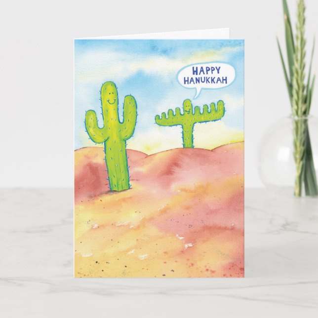 Menorah Cactus Hanukkah Card (Front)