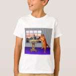 Menorah Cat T-Shirt<br><div class="desc">So the cat is a redhead he’s an Ashkenazi!  And it's sundown so he's put on his kippah,  he's lighting the candles and saying the prayers,  and remembering that A Great Miracle Happened There.</div>