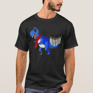 Menorah Chanukah Hanukkah Dinosaur Jew Jewish T-Shirt