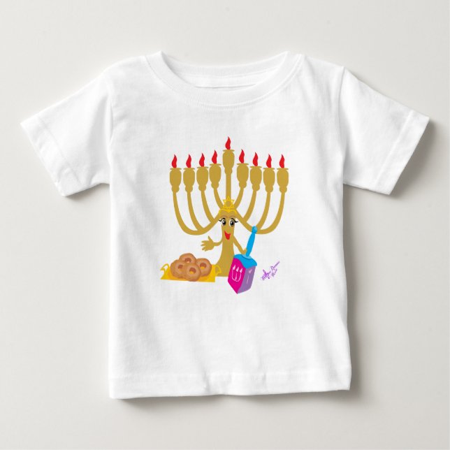 Menorah & Dreidel Toddler Long Sleeves Flowy Shirt (Front)