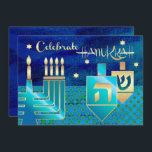 Menorah & Dreidels Hanukkah Celebration  Invitation<br><div class="desc">Celebrate Hanukkah. Elegant Festive Gold Foil Menorah and Dreidels Design Hannukah Celebration /  Hanukkah Dinner Invitations with personalised text. Matching cards and gifts available in the Jewish Holidays / Hanukkah Category of our store.</div>