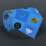 Menorah dreidels star tie<br><div class="desc">Celebrate eight days and eight nights of the Festival of Lights with Hanukkah cards and gifts. The festival of lights is here. Light the menorah, play with the dreidel and feast on latkes and sufganiyots. Celebrate the spirit of Hanukkah with friends, family and loved ones by wishing them Happy Hanukkah....</div>