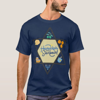 Menorah Dreydl Latke Doughnut Jewish Hanukkah Star T-Shirt