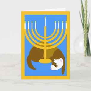 Menorah ferret holiday card