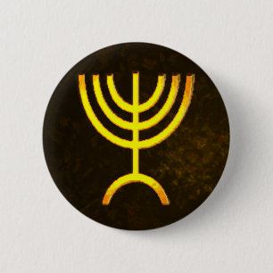Menorah Flame 6 Cm Round Badge