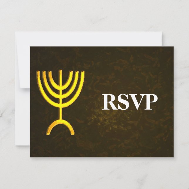 Menorah Flame Bar/Bat Mitzvah RSVP Card (Front)