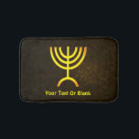 Menorah Flame Bath Mat<br><div class="desc">A brown and gold digital rendering of the Jewish seven-branched menorah (Hebrew: מְנוֹרָה‎). Add your own text. The seven-branched menorah, used in the portable sanctuary set up by Moses in the wilderness and later in the Temple in Jerusalem, has been a symbol of Judaism since ancient times and is the...</div>