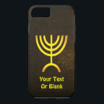 Menorah Flame iPhone 8/7 Case<br><div class="desc">A brown and gold digital rendering of the Jewish seven-branched menorah (Hebrew: מְנוֹרָה‎). Add your own text. The seven-branched menorah, used in the portable sanctuary set up by Moses in the wilderness and later in the Temple in Jerusalem, has been a symbol of Judaism since ancient times and is the...</div>