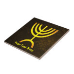 Menorah Flame Ceramic Tile<br><div class="desc">A digital rendering of the Jewish seven-branched menorah (Hebrew: מְנוֹרָה). Customise by adding your own text. The seven-branched menorah, used in the portable sanctuary set up by Moses in the wilderness and later in the Temple in Jerusalem, has been a symbol of Judaism since ancient times and is the emblem...</div>