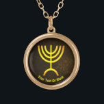 Menorah Flame Gold Plated Necklace<br><div class="desc">A digital rendering of the Jewish seven-branched menorah (Hebrew: מְנוֹרָה‎). The seven-branched menorah, used in the portable sanctuary set up by Moses in the wilderness and later in the Temple in Jerusalem, has been a symbol of Judaism since ancient times and is the emblem on the coat of arms of...</div>