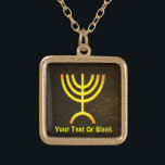 Menorah Flame Gold Plated Necklace<br><div class="desc">A digital rendering of the Jewish seven-branched menorah (Hebrew: מְנוֹרָה‎). The seven-branched menorah, used in the portable sanctuary set up by Moses in the wilderness and later in the Temple in Jerusalem, has been a symbol of Judaism since ancient times and is the emblem on the coat of arms of...</div>