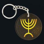 Menorah Flame Key Ring<br><div class="desc">A digital rendering of the Jewish seven-branched menorah (Hebrew: מְנוֹרָה). The seven-branched menorah, used in the portable sanctuary set up by Moses in the wilderness and later in the Temple in Jerusalem, has been a symbol of Judaism since ancient times and is the emblem on the coat of arms of...</div>