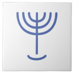 Menorah Gold-Look Blue White Ceramic Tile<br><div class="desc">Menorah gold-look Paleo Hebrew lettering. Personalise by adding your own name. To make this your own design 'Click to Customise Further" … or 'Transfer this design' to print the same design onto a different product. Where does the Menorah come from? It comes from the Bible, in the book of Exodus,...</div>