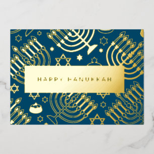 Menorah Hannukah foil holiday card