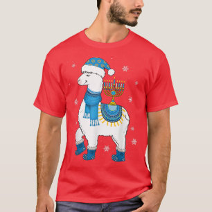 Menorah Hanukkah Llama Cute Alpaca Chanukah Christ T-Shirt