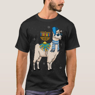 Menorah Hanukkah Llama Cute Alpaca Chanukah Christ T-Shirt