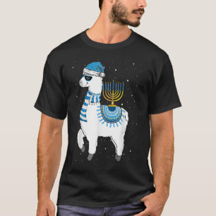Menorah Hanukkah Llama Cute Alpaca Chanukah Christ T-Shirt