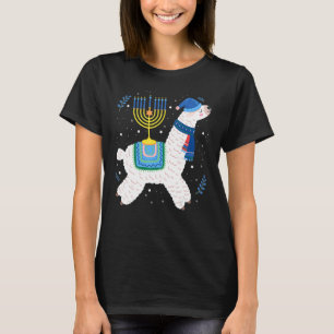Menorah Hanukkah Llama Cute Alpaca Chanukah Christ T-Shirt