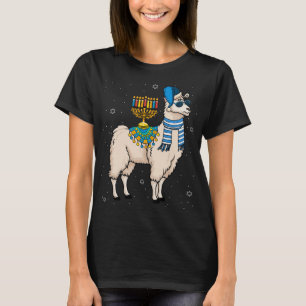 Menorah Hanukkah Llama Cute Alpaca Chanukah Christ T-Shirt