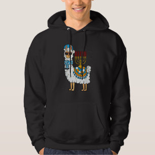 Menorah Hanukkah Llama Cute Alpaca Chanukah Hoodie
