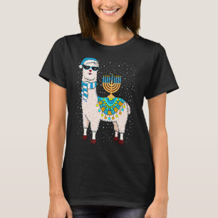 Menorah Hanukkah Llama  Cute Alpaca Chanukah T-Shirt