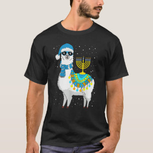 Menorah Hanukkah Llama Cute Alpaca Chanukah T-Shirt