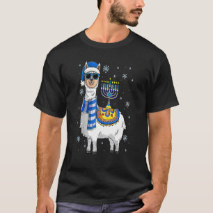 Menorah Hanukkah Llama Cute Alpaca Chanukah T-Shirt