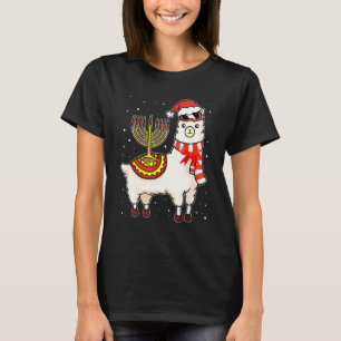 Menorah Hanukkah Llama Cute Alpaca Christmas Pajam T-Shirt