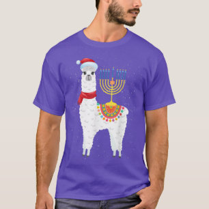 Menorah Hanukkah Llama Design Cute Alpaca Chanukah T-Shirt